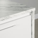 South Shore Myro Kitchen Island, Faux White Marble and White South Shore