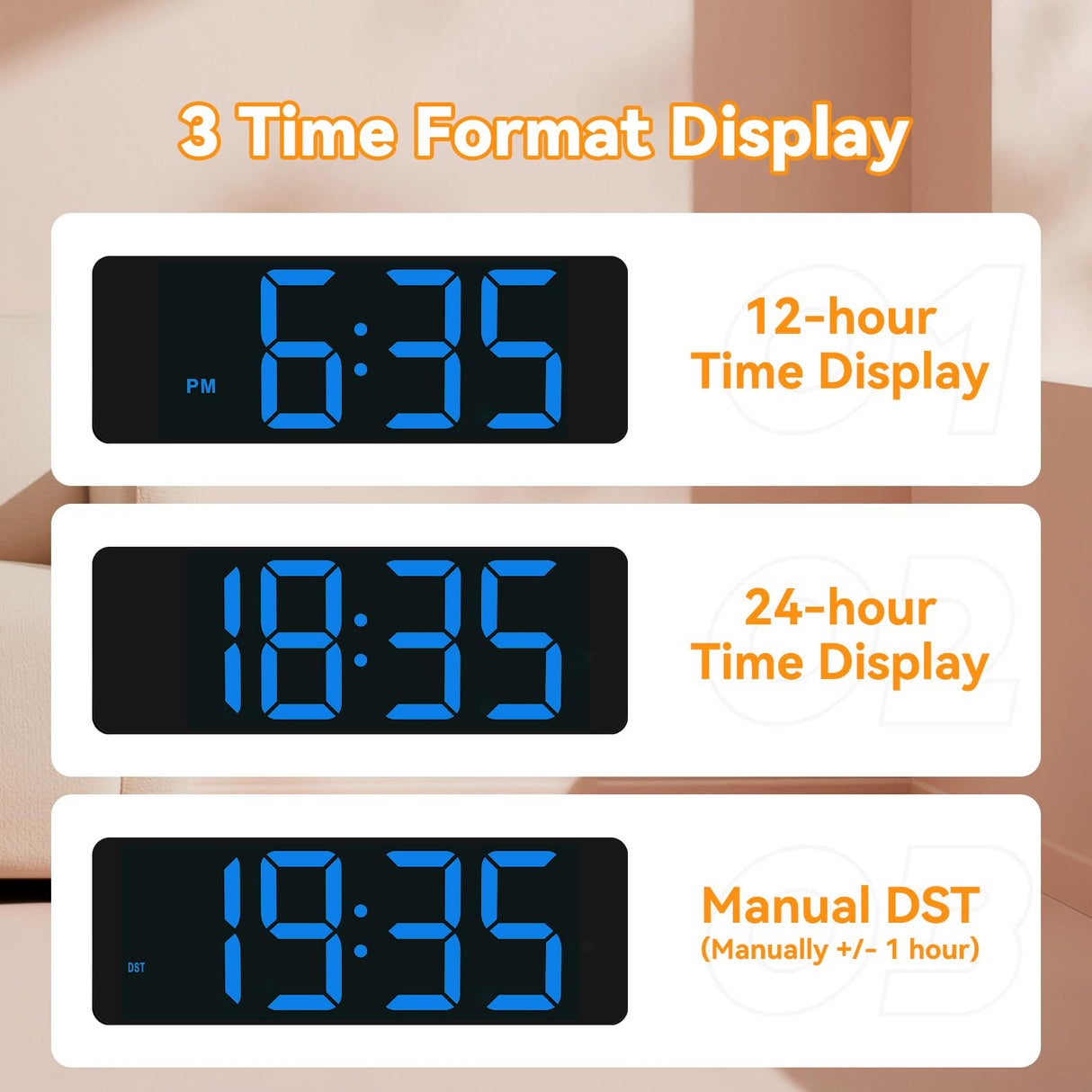 Netzu Wooden Alarm Clock, Loud Digital Clock with 5 Volumes, 12 Ringtones, Manual DST, Snooze Plug-in Alarm Clock for Heavy Sleepers Bedroom Bedside Living Room Office Wood Decor (Blue) Netzu