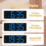 Netzu Wooden Alarm Clock, Loud Digital Clock with 5 Volumes, 12 Ringtones, Manual DST, Snooze Plug-in Alarm Clock for Heavy Sleepers Bedroom Bedside Living Room Office Wood Decor (Blue) Netzu