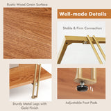 Tangkula Glass Coffee Table, 40In Mid Century 2 Tier Rectangle Coffee Table, Tempered Glass Top & Wood Storage Shelf, Steel Frame, Adjustable Feet, Modern Cocktail Accent Table for Living Room (Gold) Tangkula