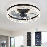 LEDIARY 20" Modern Ceiling Fans with Lights and Remote, Dimmable Low Profile Ceiling Fan, Flush Mount Ceiling Fan, Stepless Color Temperature Change and 6 Speeds - Black LEDIARY