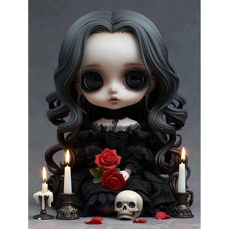 DOMROM Gothic Diamond Painting Kits for Adults, 5D Diamond Art Kits for Beginners, DIY Dark Round Full Diamond Gemstone Art Rhinestone Painting for Wall Decoration 12x16inch DOMROM