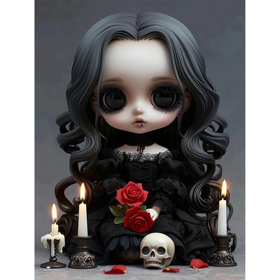 DOMROM Gothic Diamond Painting Kits for Adults, 5D Diamond Art Kits for Beginners, DIY Dark Round Full Diamond Gemstone Art Rhinestone Painting for Wall Decoration 12x16inch