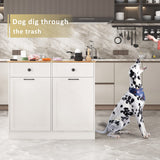 Halitaa Trash Can Cabinet, Double Tilt Out Trash Cabinet with 2 Drawers, Hidden Kitchen Trash Bin Cabinet for 10 Gallon Garbage Can, Free Standing Holder Wooden, Walnut White Halitaa