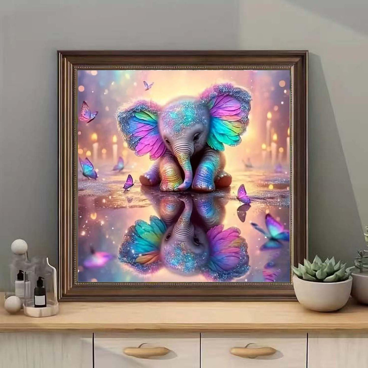 SHICERNHJ 5D Diamond Painting Kits for Adults, Animal Elephant Full Drill Diamond Painting Kits for Beginner,DIY Butterfly Round Diamond Dots for Adults Gem Art Home Wall Decor 14 X 14Inch SHICERNHJ