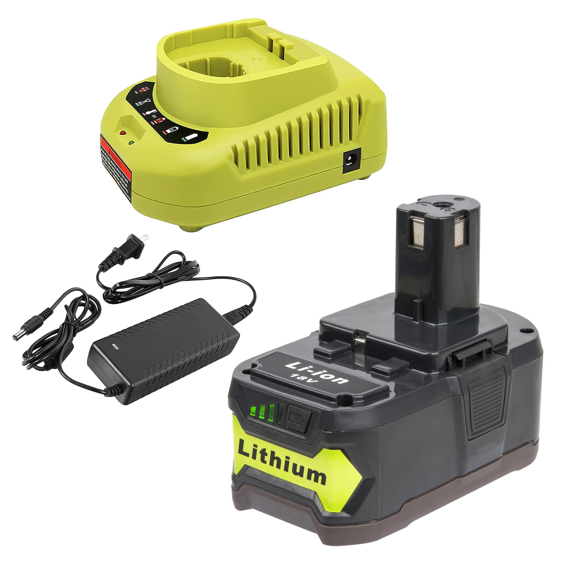 5.0Ah 18V Battery and Charger Combo for Ryobi 18V Battery P102 P103 P104 P105 P107 P108 P109 Cordless Tool Battery, with a P118B Charger for Ryobi 18V Battery Charger - WoodArtSupply