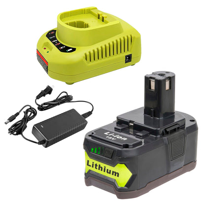 5.0Ah 18V Battery and Charger Combo for Ryobi 18V Battery P102 P103 P104 P105 P107 P108 P109 Cordless Tool Battery, with a P118B Charger for Ryobi 18V Battery Charger - WoodArtSupply