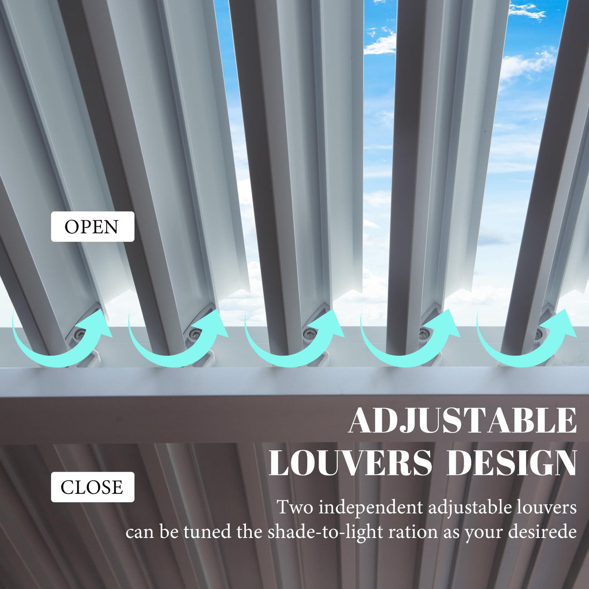 Domi Louvered Pergola 12'x20' Sun Shade Outdoor Aluminum Rainproof Pergola with Adjustable Roof for Backyard Garden Deck (White) domi outdoor living