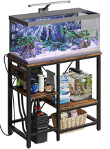 Bestier 20-29-37 Gallon Fish Tank Stand with Power Outlet, 30x13 Metal Aquarium Stand, 6-Leg Reptile Tank Stand with 3-Tier Adjustable Storage Shelves, 400LBS Capacity Bestier