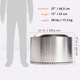 Solo Stove Yukon 2.0, 27 Inch Smokeless Fire Pit with Removable Ash Pan - Wood Burning Portable Stainless Steel Outdoor Fireplace, Stainless Steel, Ideal for 6 or More People, 38 lbs Solo Stove