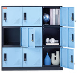 VEVOR Metal Locker for Employees, 9 Doors Storage Cabinet with Card Slot, Employee Lockers with Keys, 66lbs Loading Capacity Office Storage Lockers for Home, School, Office, Gym, Black VEVOR