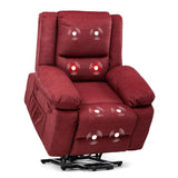 COMHOMA Power Up Lift Chairs Recliners for Elderly, Electric Recliner Chair with Massage and Heat,2 Side Pockets, Fabric (Red) COMHOMA