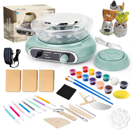 Pottery Wheel,Mini Pottery Wheel for Kids,Kids Pottery Wheel kit,Ages 4-8 Crafts Kits for Kids Ages 8-12,Sculpting Clay Tools & Arts Supplies Arts GRACELOOK