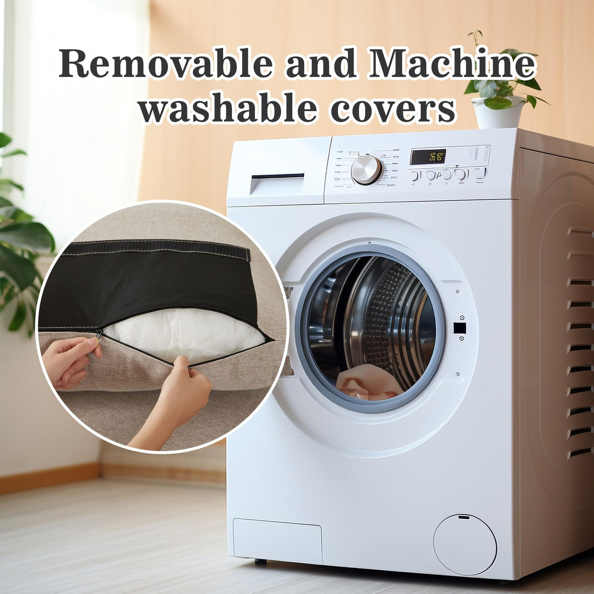 Pingliang Home 101" Convertible Sectional Sofa with Ottoman Coffee Table, Modern Linen Fabric U-Shaped Couch with Storage Pocket, 4 Seat Sofa Couches for Living Room, Apartment, Office, Beige Pingliang Home