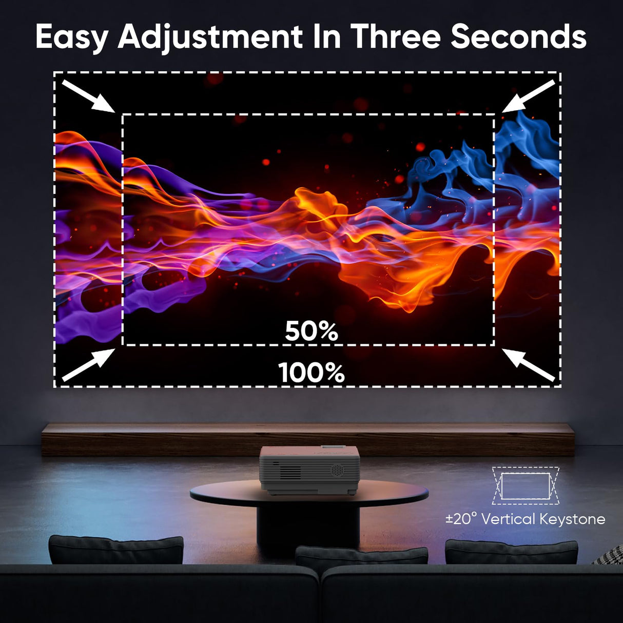 Projector with WiFi and Bluetooth, Upgrade Outdoor Projector, Mini Movie Projector Supports 1080P Synchronize Smartphone Screen by WiFi/USB Cable for Home Entertainment NISOO