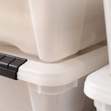 IRIS USA 13 Qt Stackable Plastic Storage Bins with Lids, 6 Pack - BPA-Free, Made in USA - Discreet Organizing Solution, Latches, Durable Nestable Containers, Secure Pull Handle - Pearl Iris Ohyama