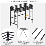 Heavy Duty SHA CERLIN Junior Loft Bed Twin Size with Full-Length Guardrail & Removable Stairs, Space-Saving Design, Noise-Free, Black SHA CERLIN