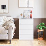 FOTOSOK 4 Drawer Dresser, White Dresser Modern Storage Chest of Drawers 23.6L x 15.7W x 31.5H in, White Dresser Storage Cabinet with 4 Drawers for Home Office, White FOTOSOK