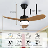 Finktonglan 36" Ceiling Fans with Lights and Remote Control, Black Farmhouse Ceiling Fan for Indoor and Outdoor, DC Motor Ceiling Fans with Two Rods for Patio, Living Room, Dining Room Finktonglan
