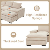 N NOORDENIYA 122″ Oversized Modular Sectional Sofa with Movable Ottoman, 6-Seat Deep Seat Sofa with Armrest Storage, Convertible U Shaped Couch for Living Room, Bedroom and Apartment, Terry, Beige N NOORDENIYA