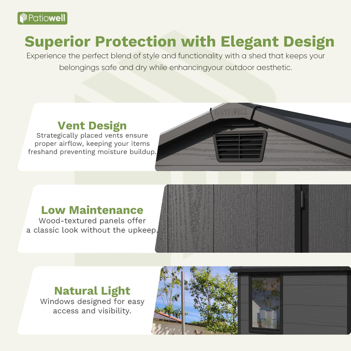 Patiowell 6 x 4 FT Plastic Outdoor Storage Shed with Floor, Resin Outside Tool Shed with Window and Lockable Door for Backyard, Garden, Tool Storage Use, Easy to Install, Dark Grey Patiowell