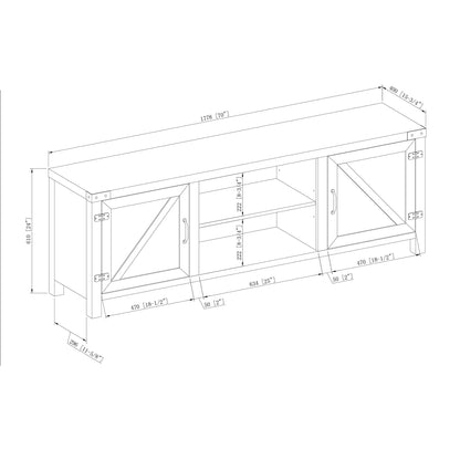 Walker Edison Georgetown Modern Farmhouse Double Barn Door TV Stand for TVs up to 80 Inches, 70 Inch, White Oak, Without Fireplace - WoodArtSupply