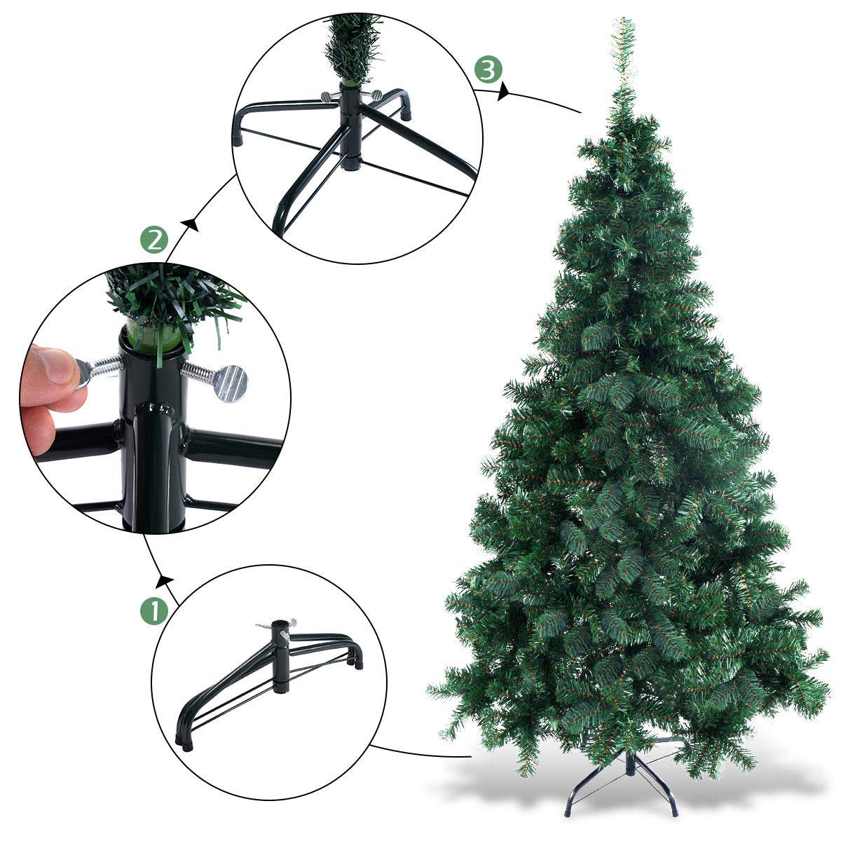 COSTWAY 7Ft Artificial PVC Christmas Tree W/Stand Holiday Season Indoor Outdoor Green COSTWAY
