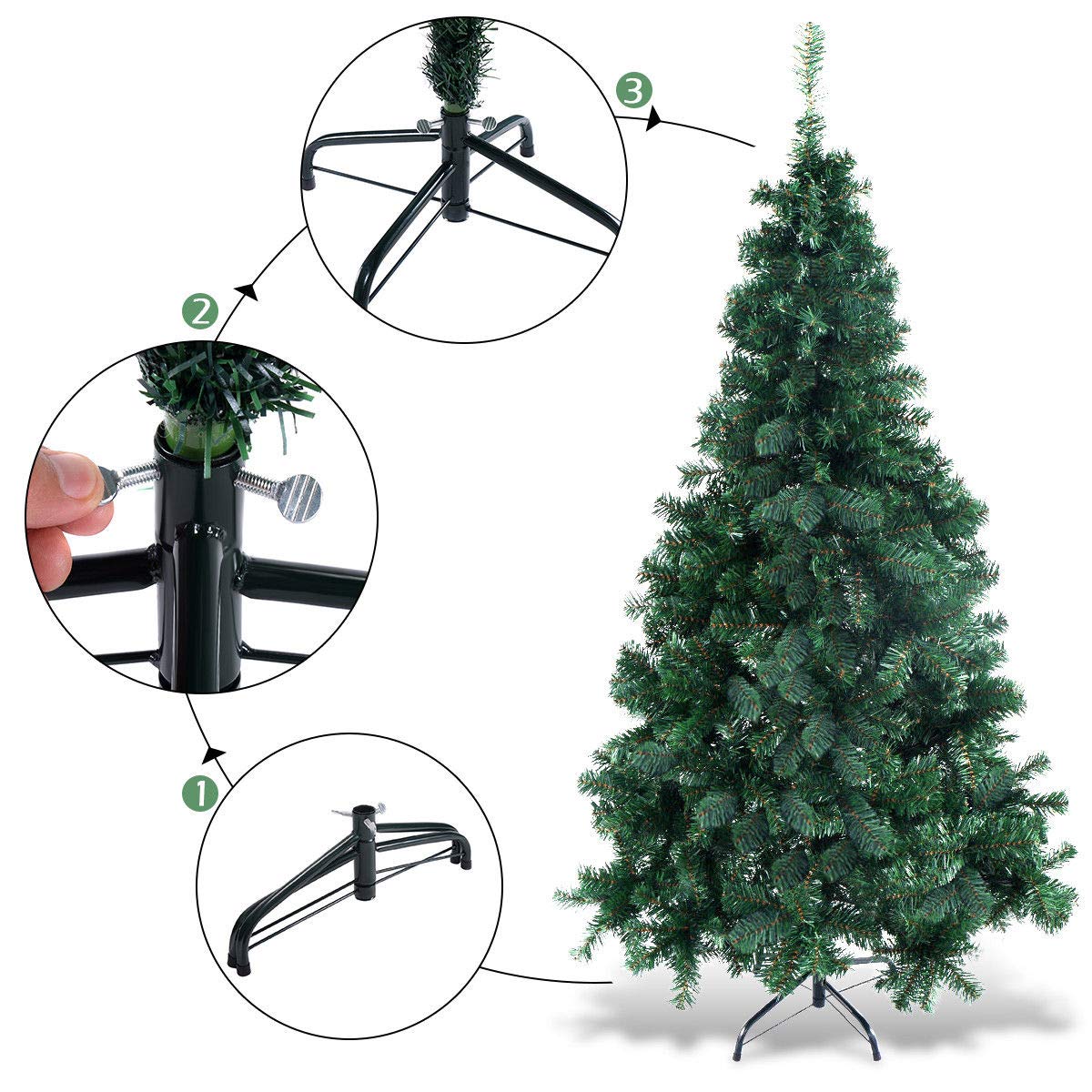 COSTWAY 7Ft Artificial PVC Christmas Tree W/Stand Holiday Season Indoor Outdoor Green