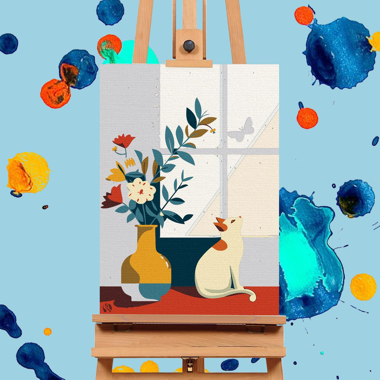 6 Pack Paint by Numbers Kit for Adults Beginners - 10x14 Inch Cat Adult Paint by Number Kits on Canvas, Cat DIY Acrylic Oil Number Painting Kits for Adults, Perfect for Gift Home Wall Decor Offito