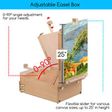 MEEDEN Large Tabletop Easel Sketchbox, Adjustable Solid Beech Wood Desktop Easel Box, Travel Easel for Artists, Table Top easels for Painting, Wooden Art Storage Box for Artist, Adults & Beginners MEEDEN
