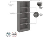 Saratoga Tall 5 Shelf Bookcase in Modern Gray by Bush Furniture Bush Business Furniture