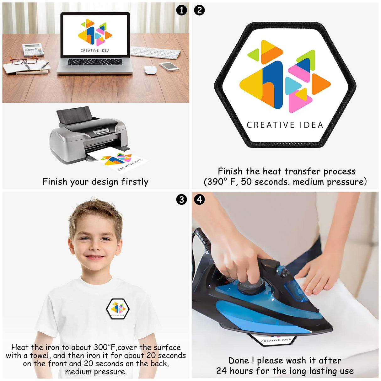 50 Pieces Sublimation Patch Fabric Iron-on Blank Patches Fabric Repair Sublimation Blank Patch Heat Transfer Blank Patch for Hats Clothes Uniforms Jeans Backpacks Dog Vest (Black, Classic Series) Waydress