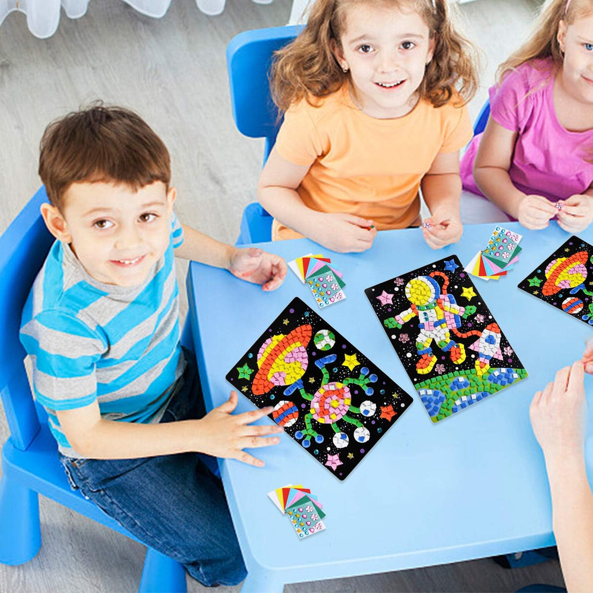 CCINEE Mosaic Sticker DIY Handmade Art Crafts Kits Christmas New Year Gifts for Kids Elephant Parrot Astronaut Dinosaurs 8 Packs CCINEE