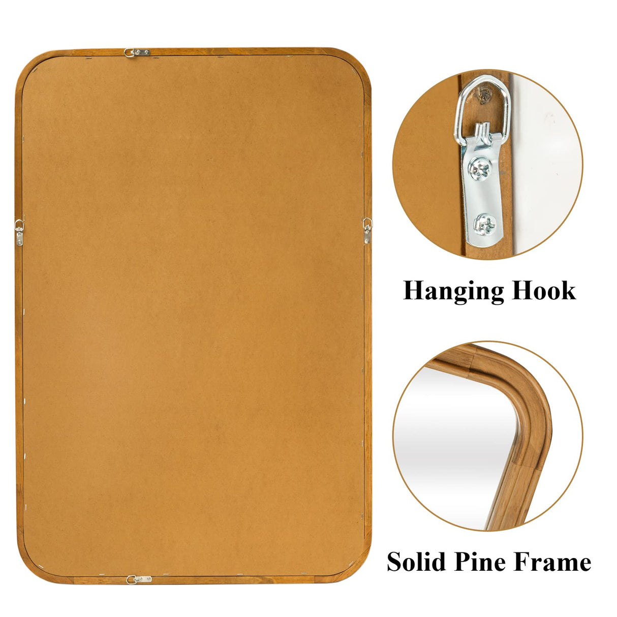 WallBeyond Wood Framed Mirrors for Bathroom, 24x36 Inch Wooden Frame Wall Mirror Farmhouse Wall Mounted Rectangle Mirror for Vanity (Horizontal/Vertical) WallBeyond