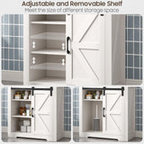 Halitaa Farmhouse Bathroom Floor Cabinet with Sliding Door, Small Storage Cabinet with Adjustable Shelf, Farmhouse Storage Cabinet for Bathroom, Kitchen, Living Room, Rustic Style Cabinet, White Halitaa