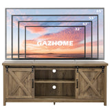 GAZHOME Farmhouse TV Stand with Sliding Barn Doors, Media Entertainment Center Console Table for TVs up to 65”,2-Tier Large Storage Cabinets,Rustic TV Stand for Living Room Bedroom,Light Grey GAZHOME