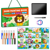 OTAOD 32 Pcs Sand Art Kits for Kids, 16 Color Art Sand kit Scenic Sand with 16 Sheets Animal Sand Art Painting Cards, DIY Crafts Set for Girls and Boys, Arts and Crafts for Kids Ages 6-12 OTAOD