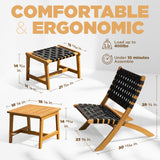 IDZO Design Heavy Duty 400lbs Capacity Patio Bistro Piece with Ottomans Outdoor, Onesize, Foldable Reclining Set 5 IDZO