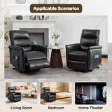 MANBUR Power Lift Recliner for Elderly with Vibration Massage and Lumbar Heat, Electric PU Leather Lift Chair, Adjustable Reclining Chair with Side Pockets,LED Light,USB Port for Small Space(Black) MANBUR