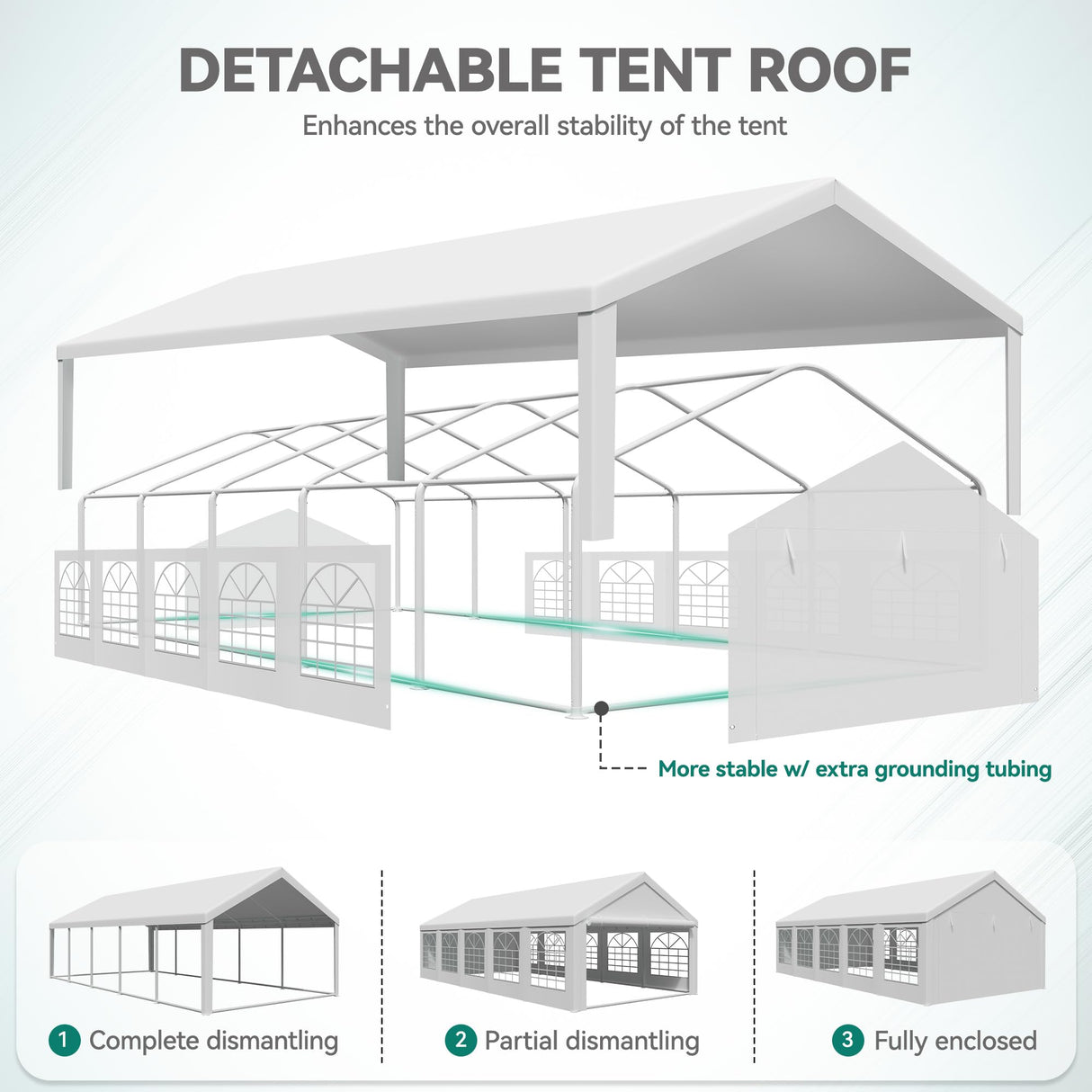 YITAHOME 16x32 ft Party Tent Heavy Duty Wedding Event Shelters Outdoor Upgraded Galvanized Canopy with Large White Roof, Removable Sidewalls & 3 Storage Bags YITAHOME