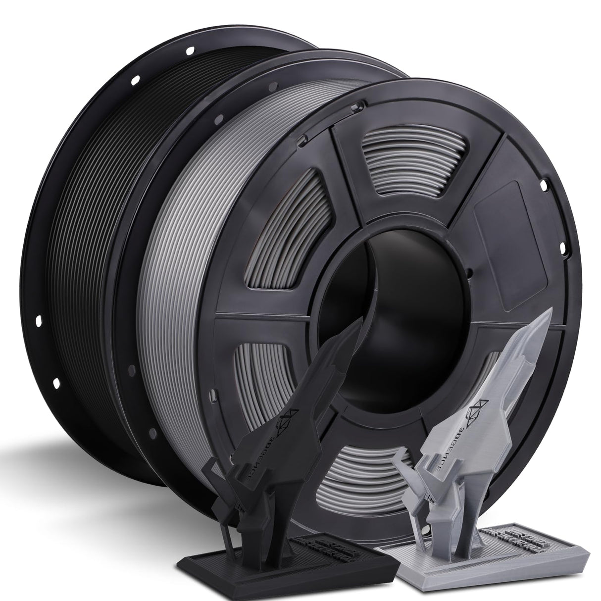 ANYCUBIC PLA Plus (PLA+) 3D Printer Filament 1.75mm Bundle, Dimensional Accuracy +/- 0.02mm, High Toughness, Print with Most FDM 3D Printers, 1KG Spool, 2kg, Grey + Black ANYCUBIC