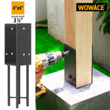 WOWACE 4"x4"(Actual 3.5"x3.5") Wet Concrete Foundation U-Shape Post Base Holder, for Fence, Deck, Gazebo and Other Post-Like Structure Pole Construction Ground Post Bracket Base (8pack-Dark Gray) WOWACE