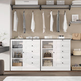 HOSTACK 5 Drawer Dresser with Door, White Storage Cabinet with Drawers and Shelves, Wide Wood Dresser, Modern Chest of Drawers Organizers for Living Room, Kitchen, Hallway HOSTACK