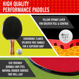 JP WinLook Ping Pong Paddle Set - Four Professional Table Tennis Paddles, Eight Balls, and A Case for Indoor & Outdoor Play - Premium Ping Pong Racket Set for All Players JP WinLook