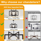 21.6" Black Farmhouse Chandelier,6-Light Geometric Dining Room Fixture,Modern Industrial Foyer Lighting Fixtures,Rustic Farmhouse Hanging Pendant Lights for Kitchen Island,Living Room,Bedroom,Entryway UnicozoHome