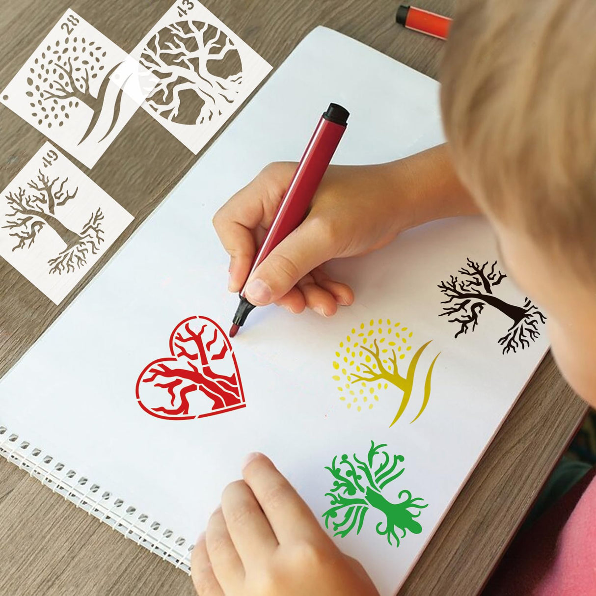 Small Stencils for Painting on Wood Reusable, 3 Inch Reusable Stencil for Craft Ornament Paint Template Stencils for Wall Card Rock Wood Signs Coasters Canvas Home Decor(Tree) Hosomono