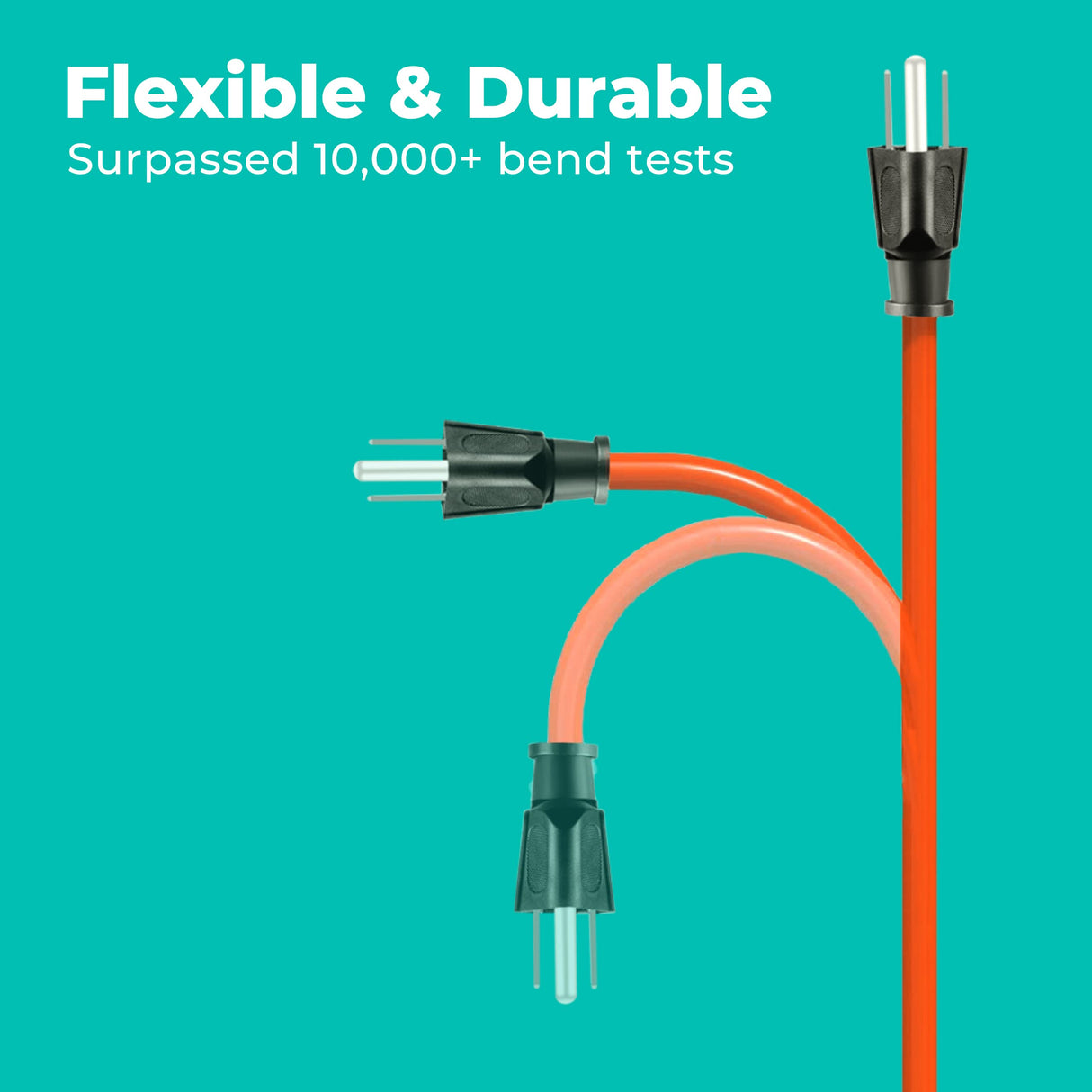 KMC 75ft Outdoor Extension Cord, 75-Foot 16/3 Weatherproof Indoor/Outdoor Extension Cable, Flexible SJTW 16-Gauge 100% Copper Wire, Durable Vinyl Jacket, UL/ETL Certified, 10A 1250W, Orange KMC