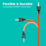 KMC 75ft Outdoor Extension Cord, 75-Foot 16/3 Weatherproof Indoor/Outdoor Extension Cable, Flexible SJTW 16-Gauge 100% Copper Wire, Durable Vinyl Jacket, UL/ETL Certified, 10A 1250W, Orange KMC