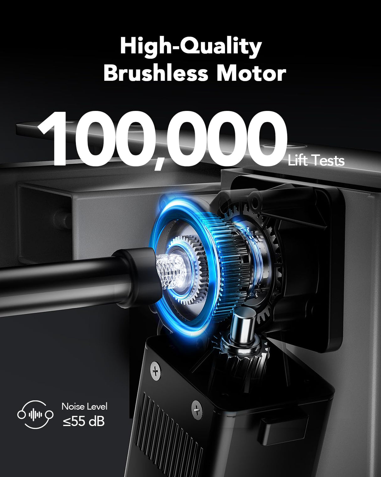 HUANUO Standing Desk Frame with 220lbs Powerful Brushless Motor, Double Crossbeam Structure, Thick Adjustable Desk Legs, for Max 35.4″ x 86.6″ Desktop, for Home Office, Black Frame Only HUANUO