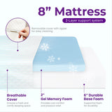 GAESTE 8 Inch Full Cooling Gel Memory Foam Mattress for Cool Sleep Medium Firm CertiPUR-US Certified Mattress in a Box Pressure Relief Removable Cover No Fiberglass (Full, 8 in) GAESTE